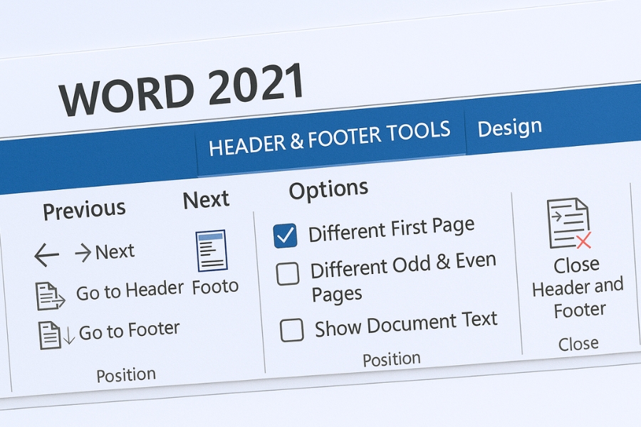 Cách thực hiện Header/Footer trang đầu khác trong Word 2021 – thao tác nhỏ nhưng cực kỳ quan trọng! 6 cách thực hiện HeaderFooter trang đầu khác Word 2021