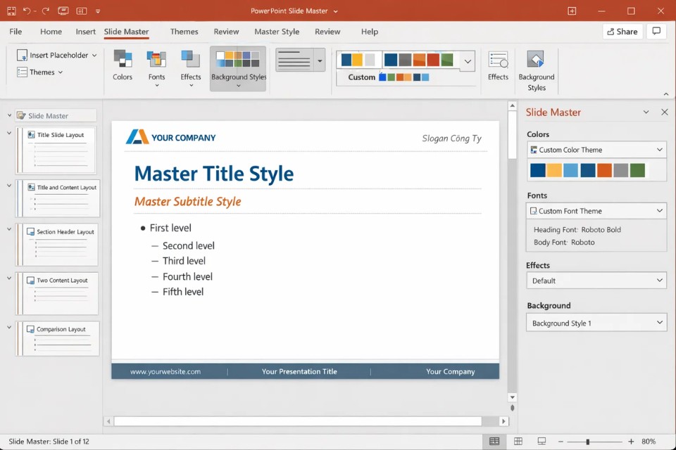 Cách thực hiện Slide Master để tạo template PowerPoint 2021 4