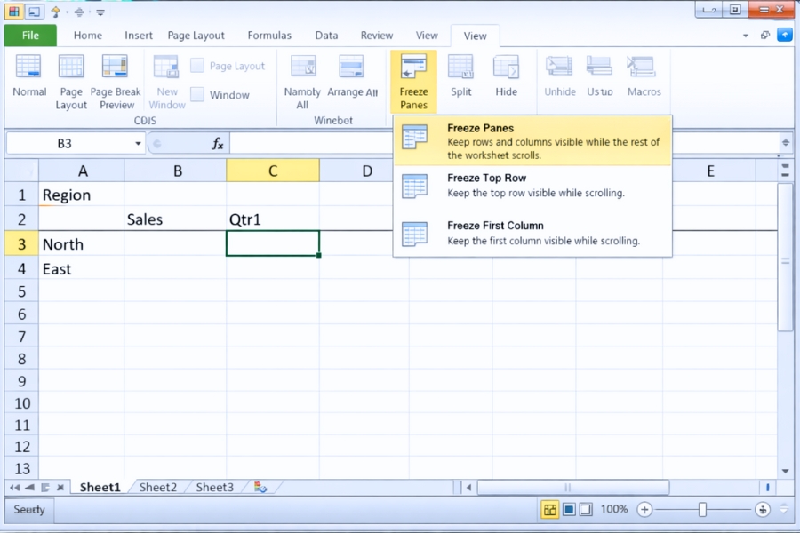 Cách Thực Hiện Freeze Panes Để Cố Định Tiêu Đề Trong Excel 2010 3 Cách Thực Hiện Freeze Panes Để Cố Định Tiêu Đề Trong Excel 2010