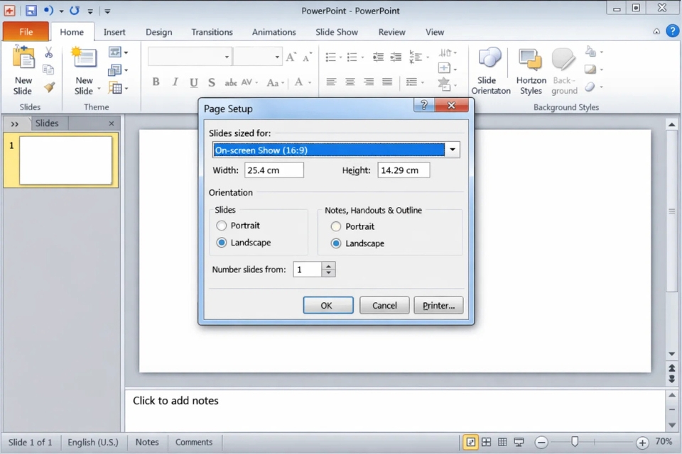 Cách chuyển tỷ lệ 4:3 sang 16:9 PowerPoint 2010 6