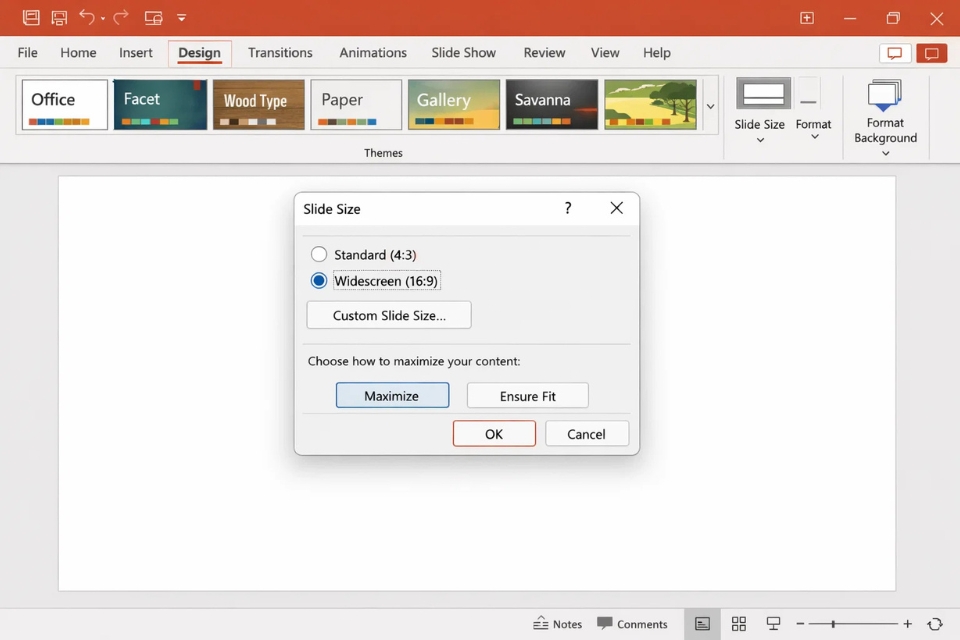 Cách chuyển tỷ lệ 4:3 sang 16:9 PowerPoint 365 10 Cách chuyển tỷ lệ 4:3 sang 16:9 PowerPoint 365 10