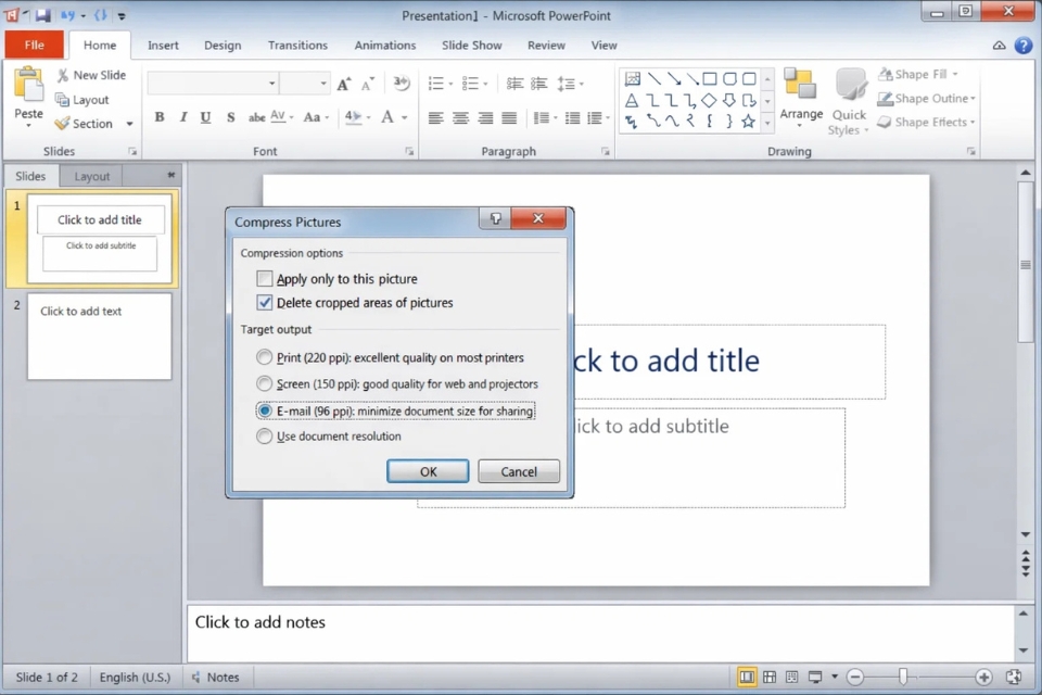 Cách nén video và tối ưu dung lượng PowerPoint 2010 12 Cách nén video và tối ưu dung lượng PowerPoint 2010 12