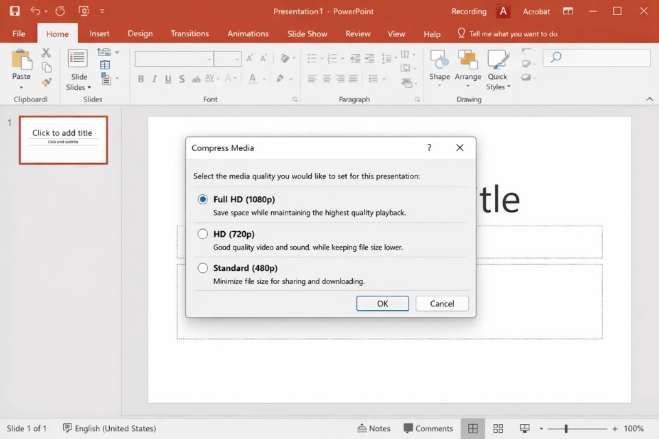 Cách nén video và tối ưu dung lượng PowerPoint 2016 10