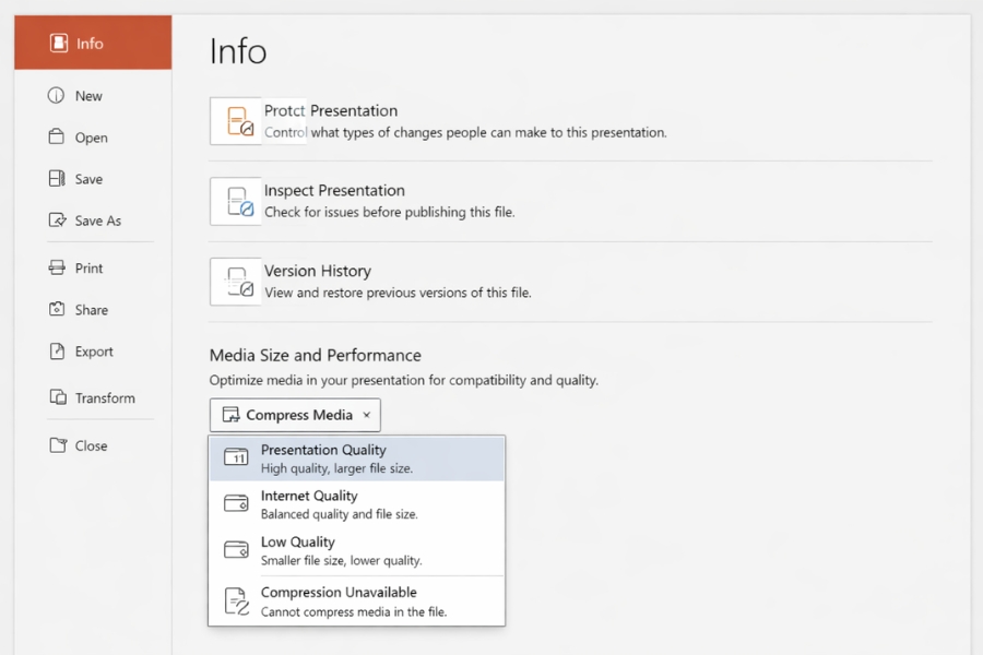 Cách nén video và tối ưu dung lượng PowerPoint 365