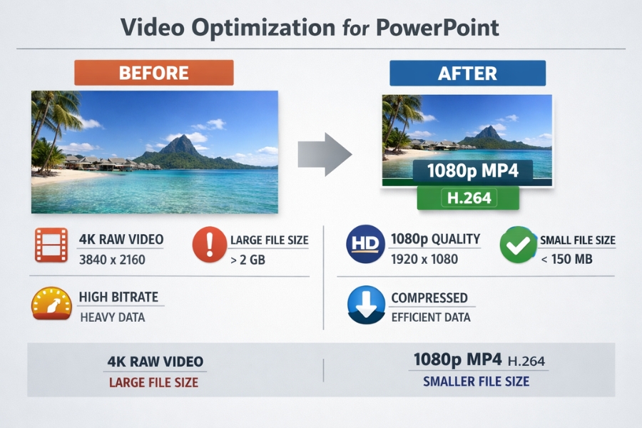 Cách nén video và tối ưu dung lượng PowerPoint 365