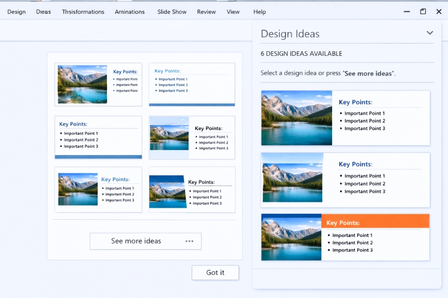 Cách sử dụng Design Ideas trong PowerPoint 2021