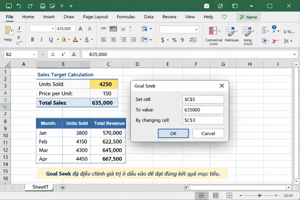Cách sử dụng Goal Seek để tìm giá trị trong Excel 2019 5