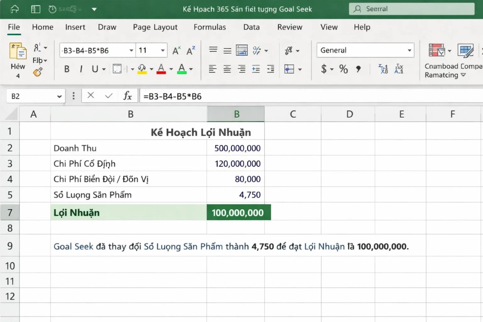 Cách sử dụng Goal Seek để tìm giá trị trong Excel 365