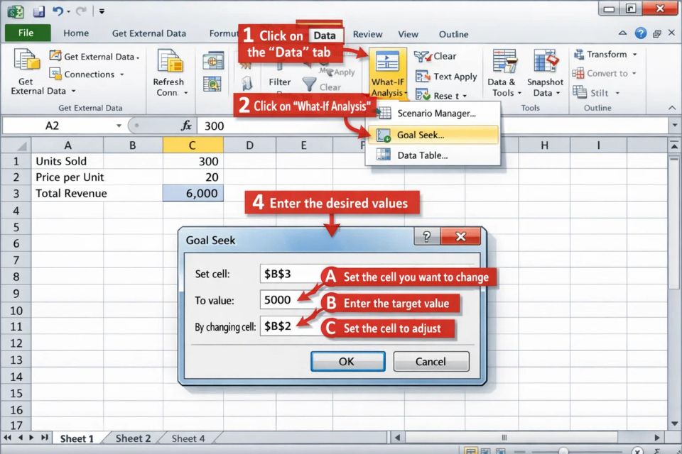Cách sử dụng Goal Seek tìm giá trị Excel 2010 2