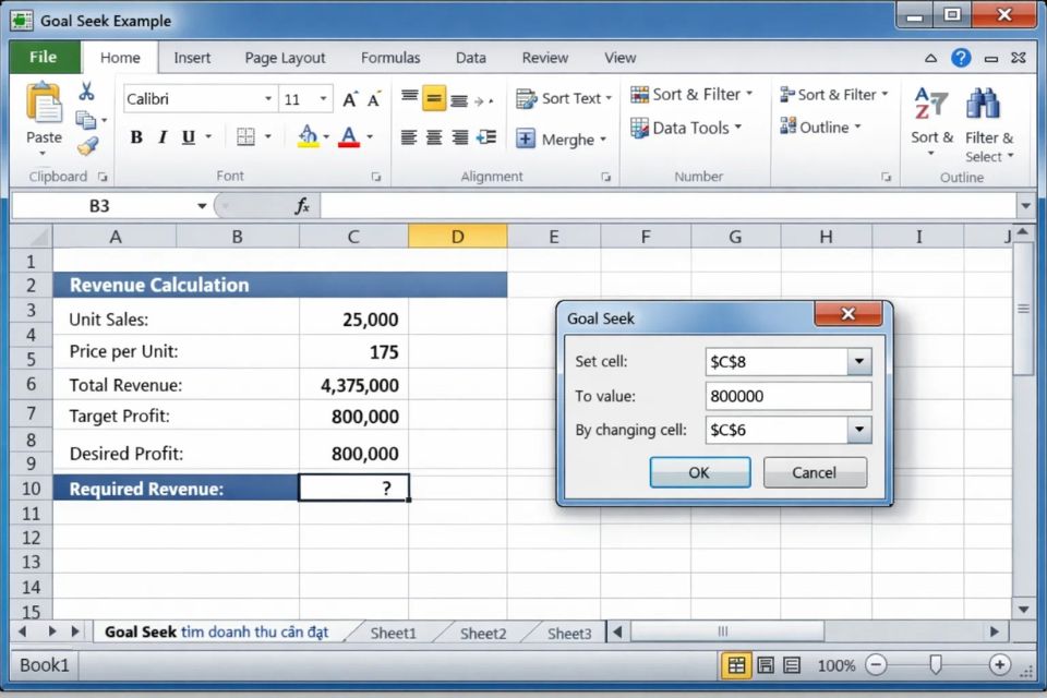 Cách sử dụng Goal Seek tìm giá trị Excel 2010 4