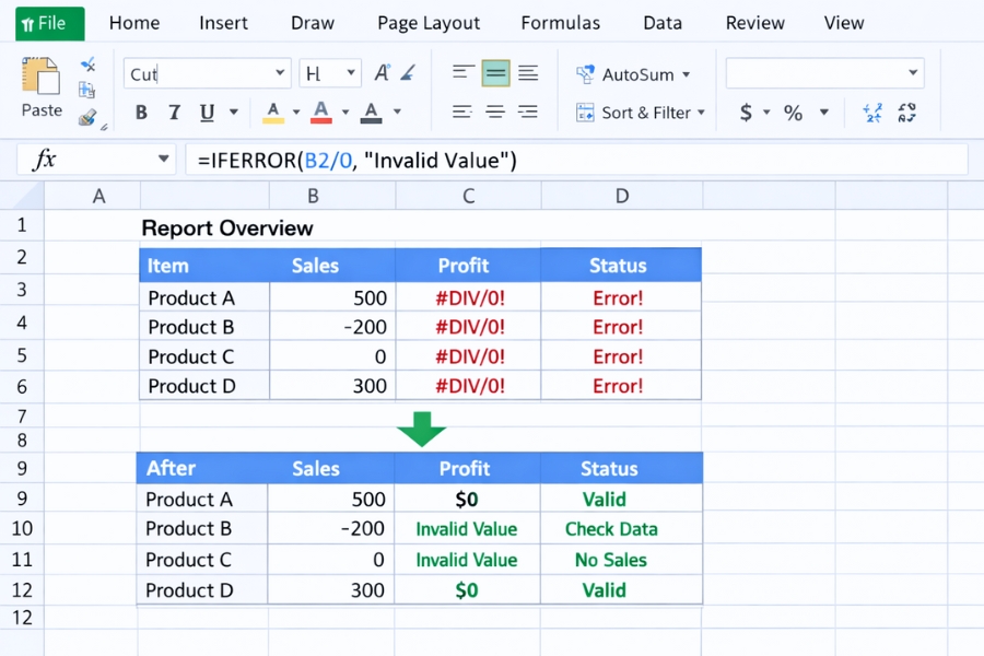 Cách sử dụng IFERROR để xử lý lỗi trong Excel 2016