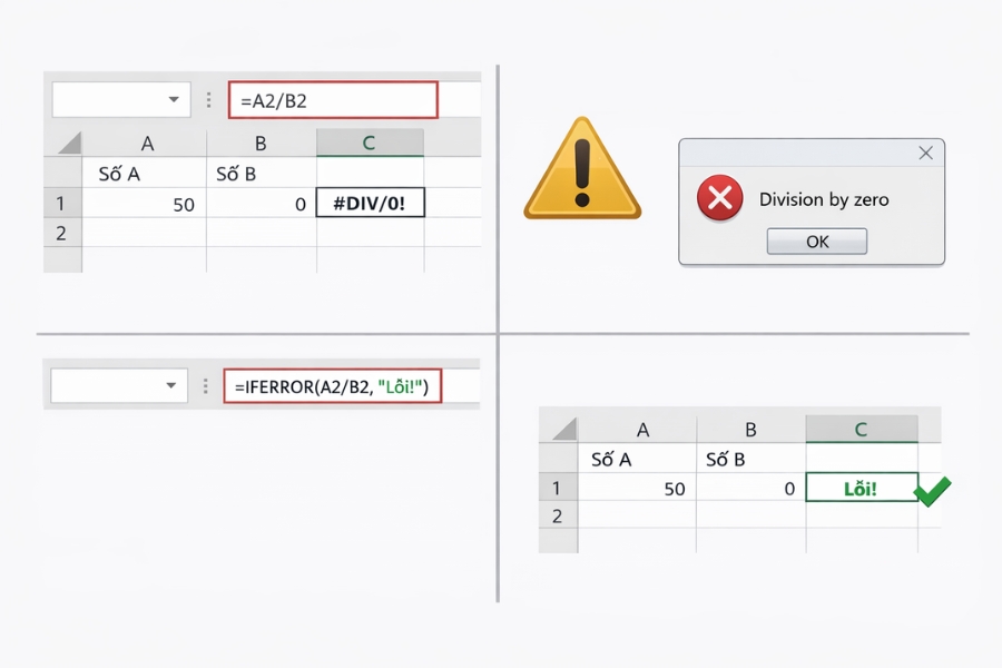 Cách sử dụng IFERROR để xử lý lỗi trong Excel 2016