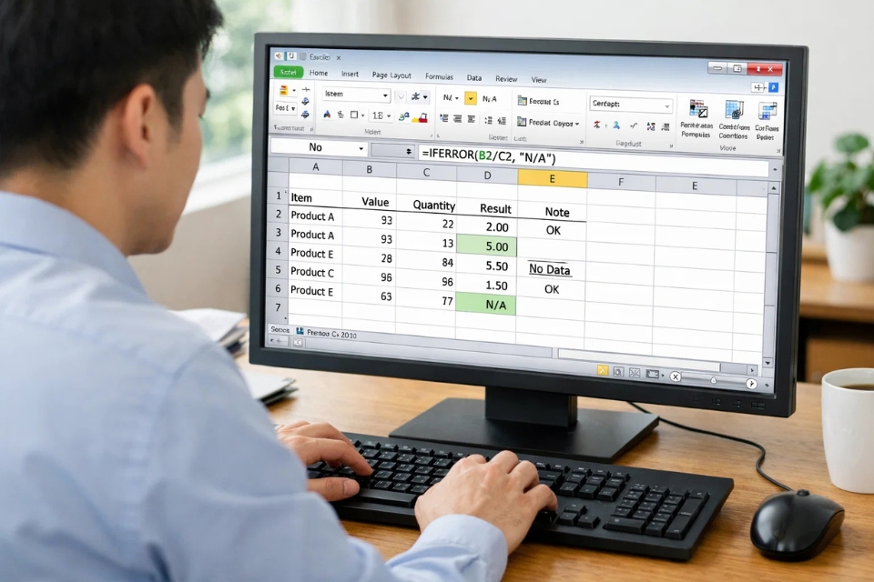 Cách sử dụng IFERROR xử lý lỗi Excel 2010