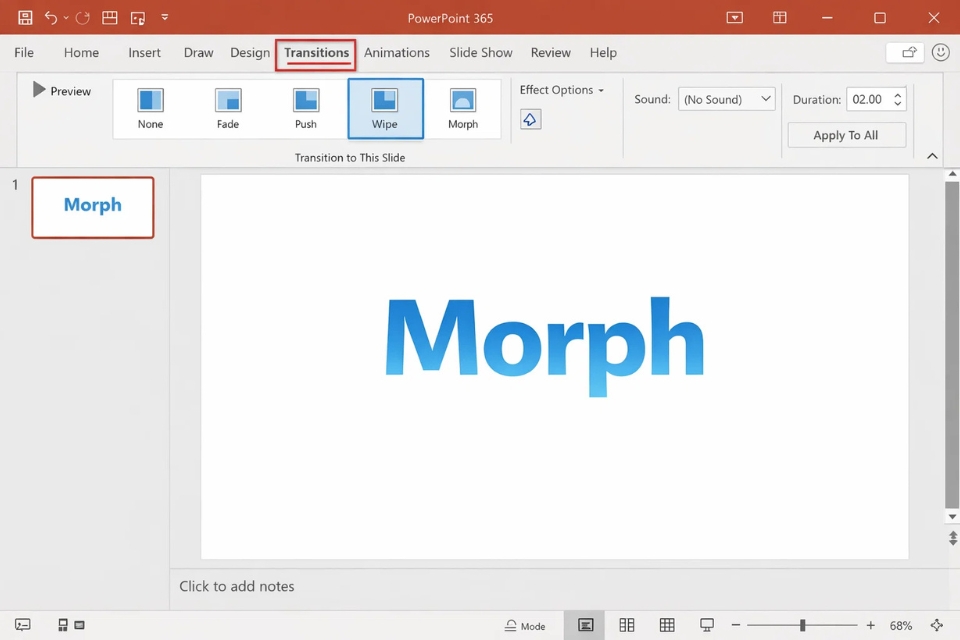 Cách sử dụng Morph Transition PowerPoint 365 10