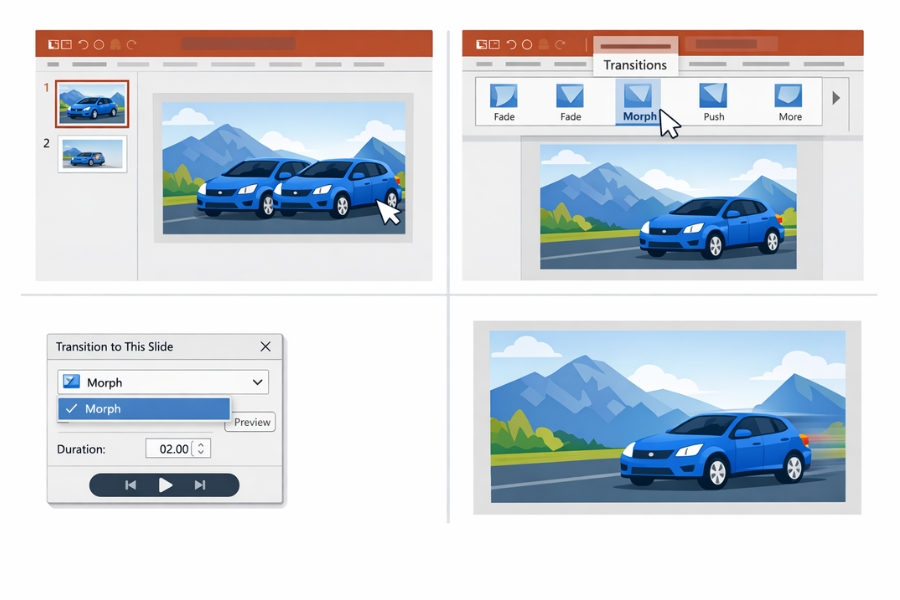 Cách sử dụng Morph Transition trong PowerPoint 2019