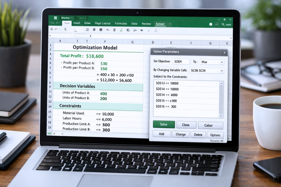 Cách sử dụng Solver để tối ưu hóa trong Excel 2019 1 Cách sử dụng Solver để tối ưu hóa trong Excel 2019