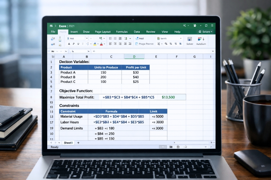 Cách sử dụng Solver để tối ưu hóa trong Excel 2021 5 Cách sử dụng Solver để tối ưu hóa trong Excel 2021