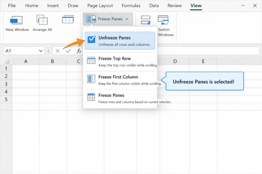 Cách thực hiện Freeze Panes cố định tiêu đề trong Excel 365 7