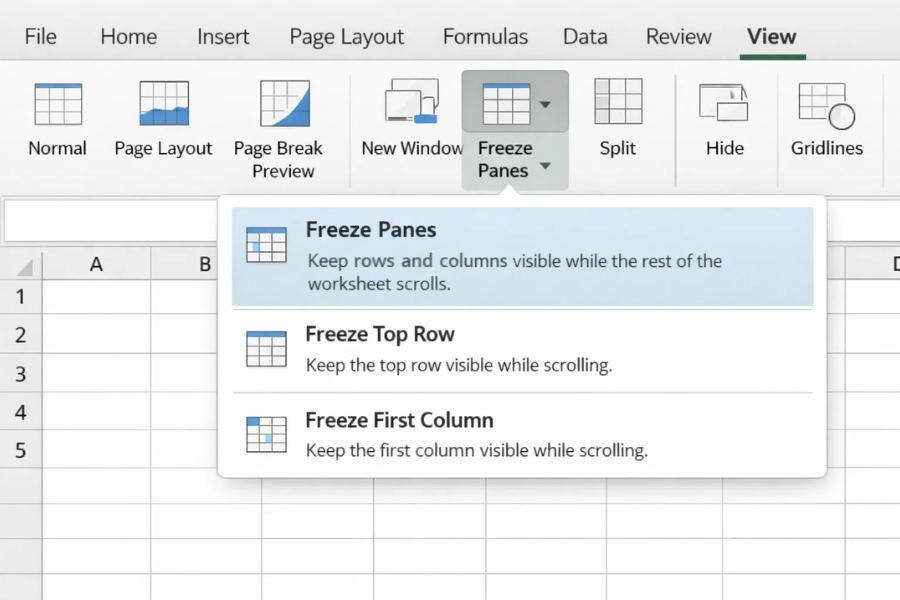 Cách thực hiện Freeze Panes để cố định tiêu đề trong Excel 2019 6