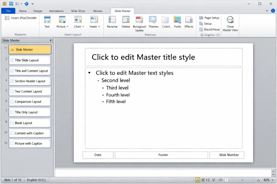 Cách thực hiện Slide Master tạo template PowerPoint 2010 2