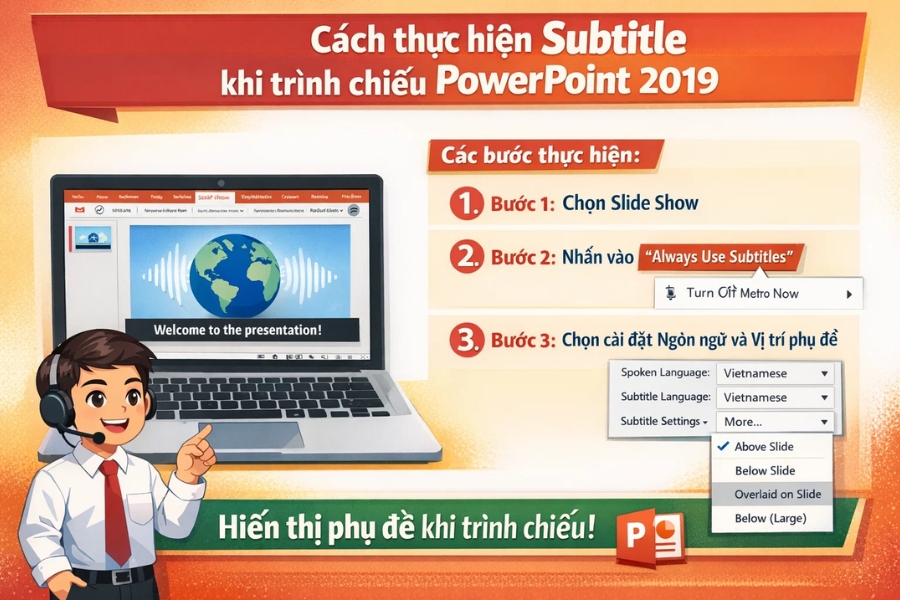 Cách thực hiện Subtitle khi trình chiếu PowerPoint 2019 đơn giản mà hiệu quả