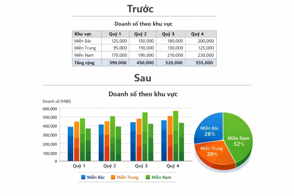 Cách thực hiện biểu đồ và trục phụ Excel 2010 8 Cách thực hiện biểu đồ và trục phụ Excel 2010 8