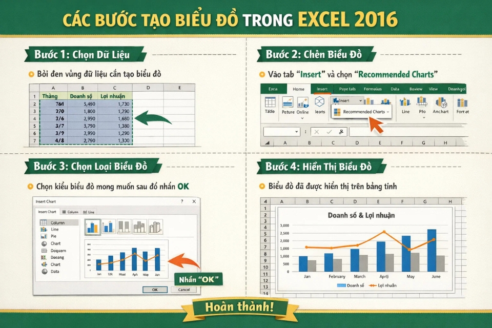 Cách thực hiện biểu đồ và trục phụ Excel 2016 7