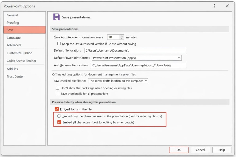 Cách thực hiện nhúng font chữ để tránh lỗi PowerPoint 2021 9
