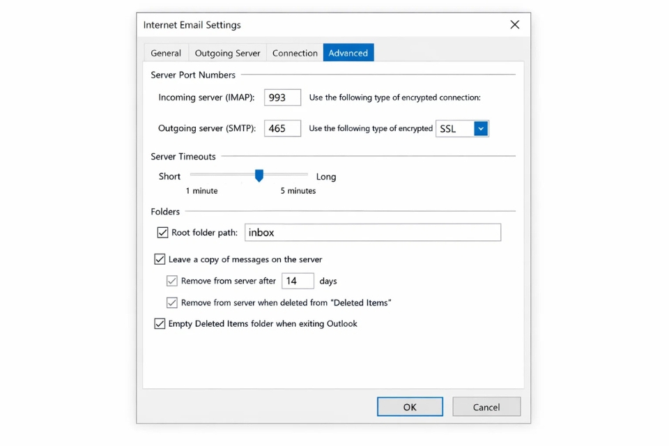 Cách thực hiện thêm tài khoản IMAP/POP3 Outlook 2016 15 Cách thực hiện thêm tài khoản IMAP/POP3 Outlook 2016 15