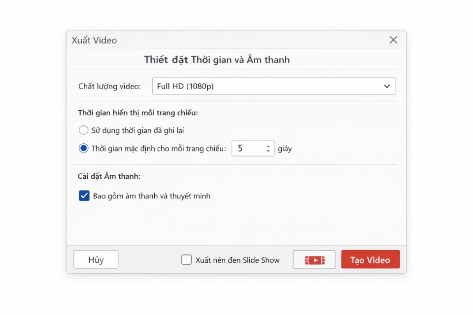 Cách thực hiện xuất video MP4 PowerPoint 2019 11