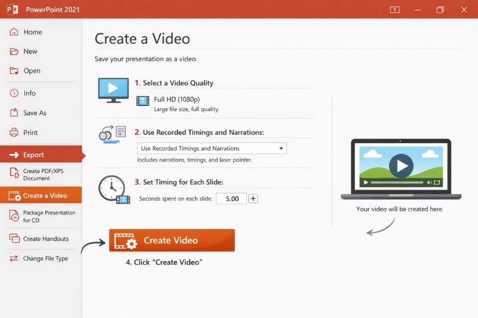 Cách thực hiện xuất video MP4 PowerPoint 2021 8