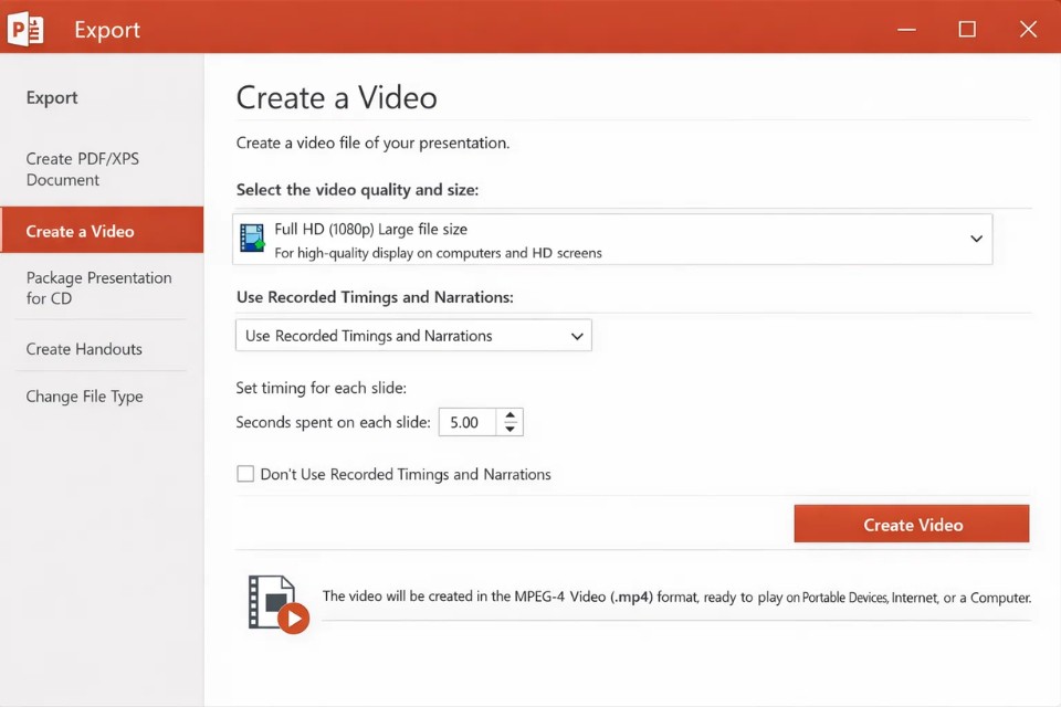 Cách thực hiện xuất video MP4 từ PowerPoint 365 3