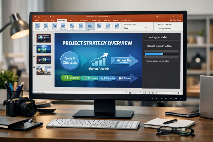 Cách xuất PowerPoint 2016 ra video MP4
