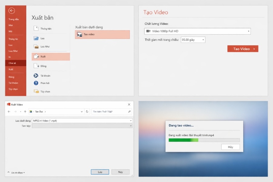 Cách xuất PowerPoint 2016 ra video MP4