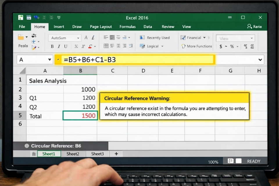 Lỗi cảnh báo Circular Reference trong Excel 2016 6