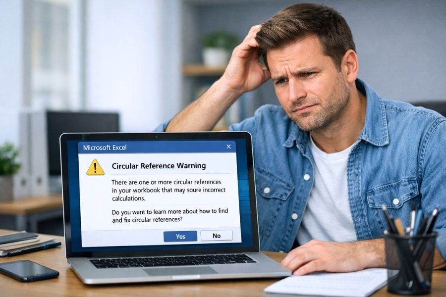 Lỗi cảnh báo Circular Reference trong Excel 2021