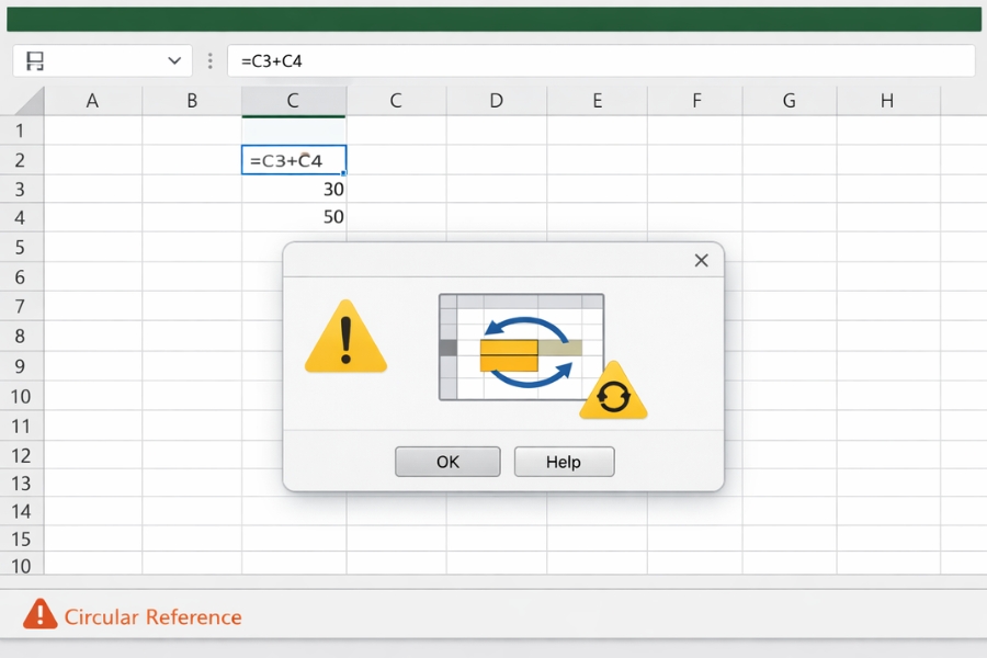 Lỗi cảnh báo Circular Reference trong Excel 365