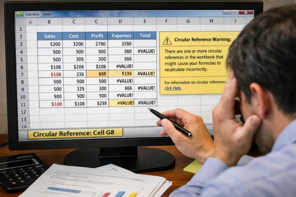 Sửa lỗi cảnh báo Circular Reference trong Excel 2010 4