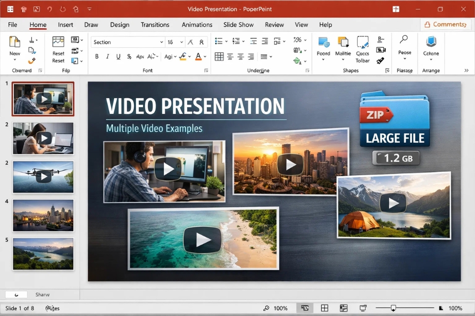 Cách nén video và tối ưu dung lượng PowerPoint 2021
