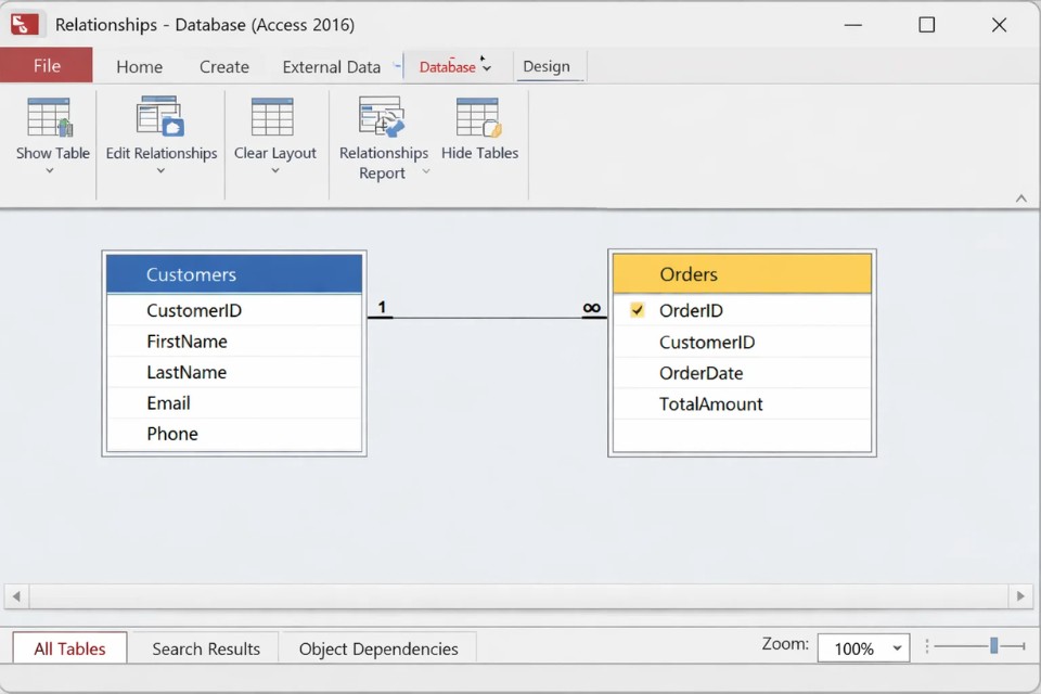 Cách Tạo Mối Quan Hệ (Relationships) Trong Access 2016