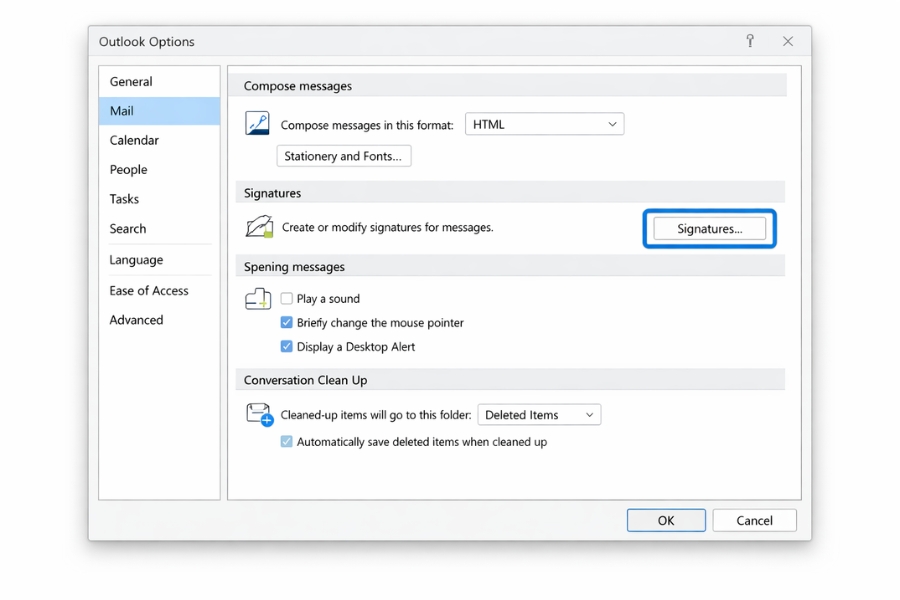 Cách Thực Hiện Chữ Ký Email (Signature) Outlook 2021 6 Cách Thực Hiện Chữ Ký Email (Signature) Outlook 2021