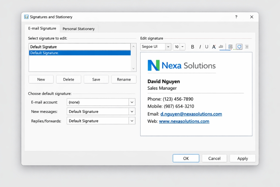 Cách Thực Hiện Chữ Ký Email (Signature) Outlook 2021 7 Cách Thực Hiện Chữ Ký Email (Signature) Outlook 2021