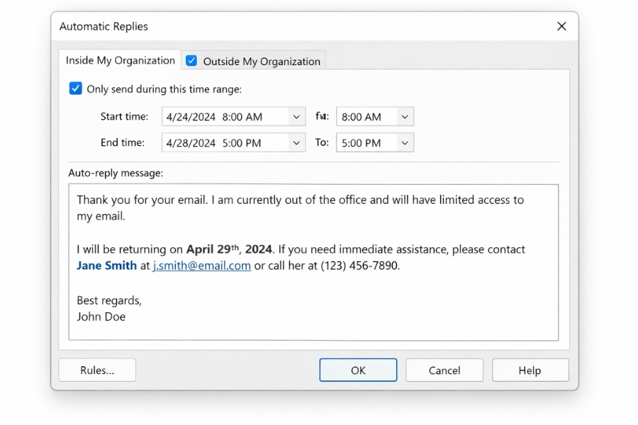 Cách Thực Hiện Tự Động Trả Lời (Out Of Office) Outlook 2019