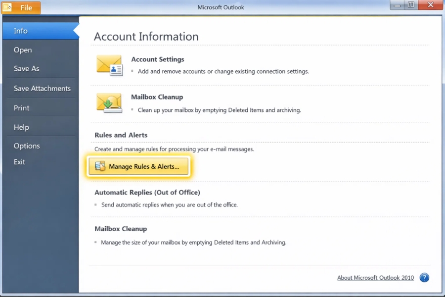 Cách tạo Rule tự động hóa Outlook 2010 đơn giản, dễ hiểu cho người mới 6