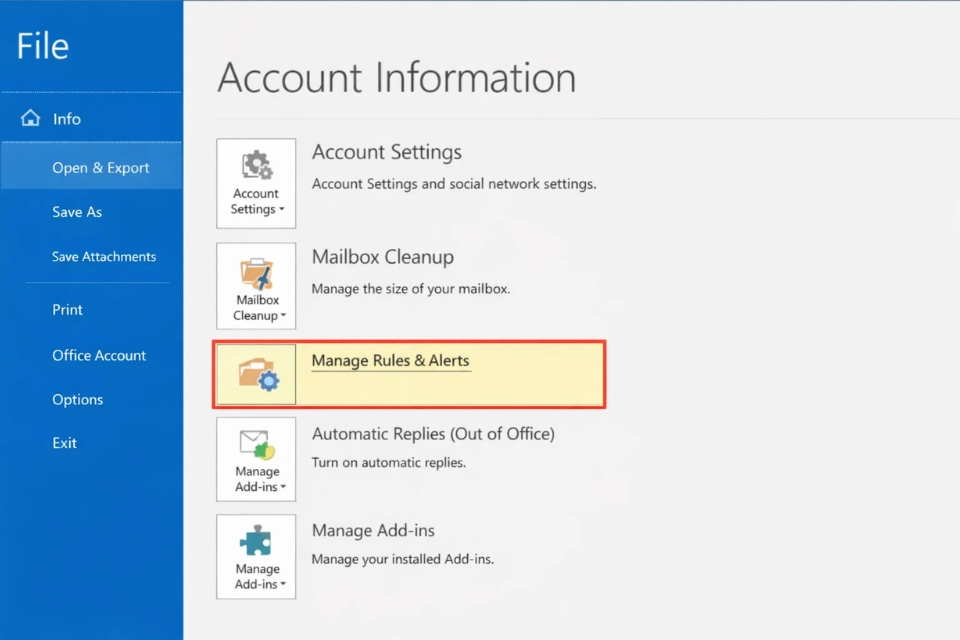 Cách tạo Rule tự động hóa Outlook 2016 2