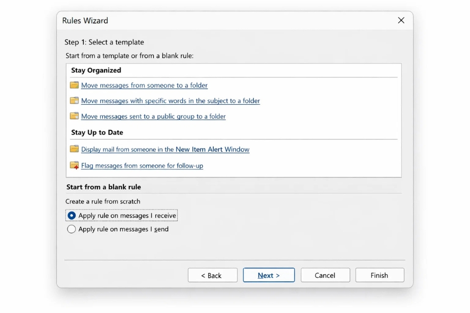 Cách tạo Rule tự động hóa Outlook 2016 3