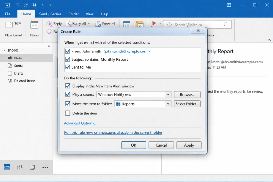 Cách tạo Rule tự động hóa trong Outlook 2019