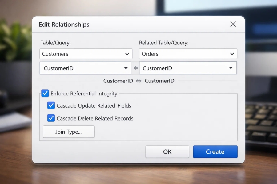 Cách tạo mối quan hệ (Relationships) trong Access 2021 – Hướng dẫn dễ hiểu cho người mới 8 Cách tạo mối quan hệ (Relationships) trong Access 2021 – Hướng dẫn dễ hiểu cho người mới 8
