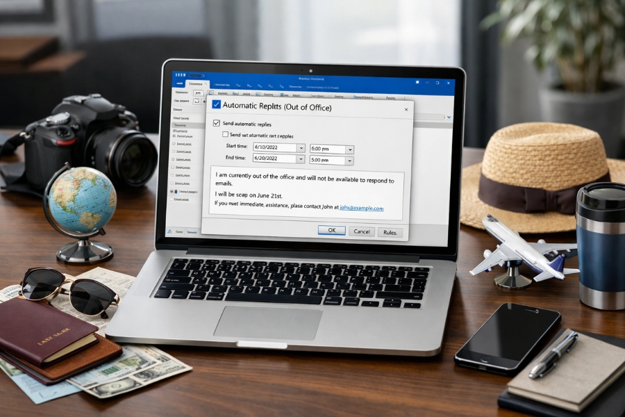 Cách thiết lập tự động trả lời (Out of Office) trong Outlook 2016