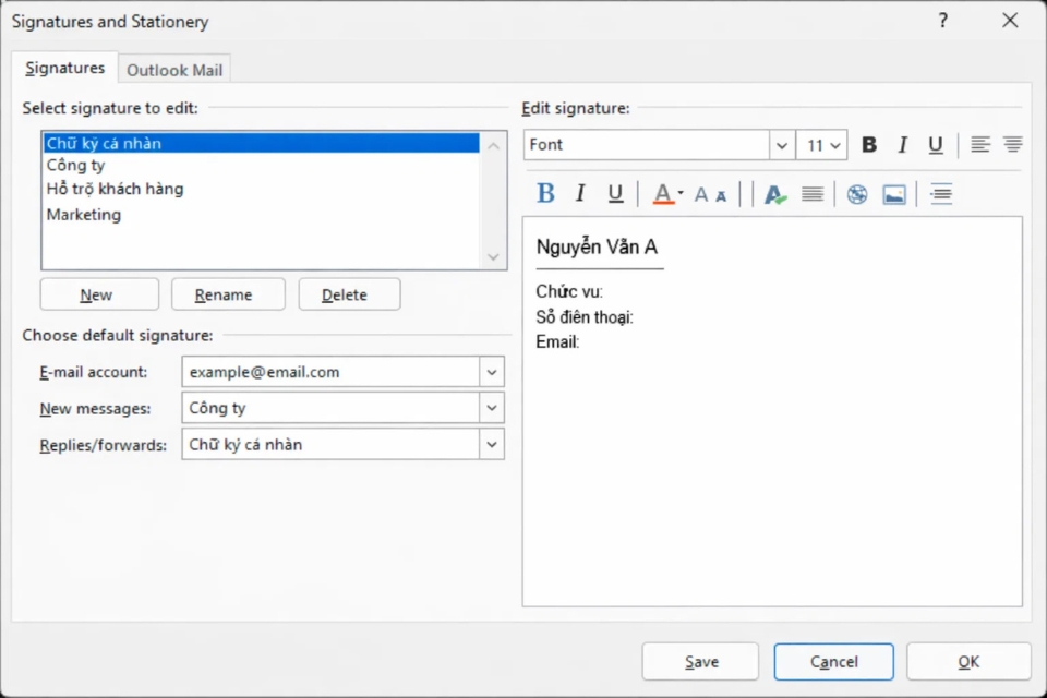 Cách thực hiện chữ ký email (Signature) Outlook 2016 12 Cách thực hiện chữ ký email (Signature) Outlook 2016 12